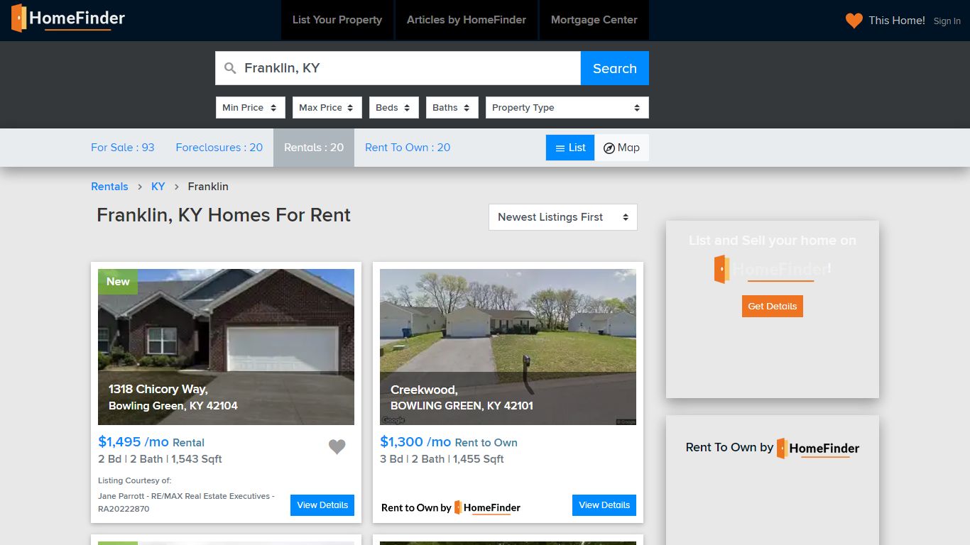 Homes for Rent in Franklin, KY | HomeFinder